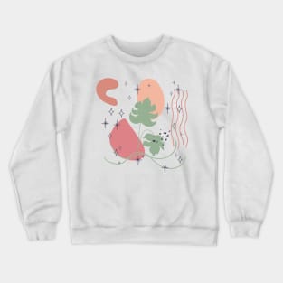 Abstract shapes lines stars and tropical leaves digital design Crewneck Sweatshirt